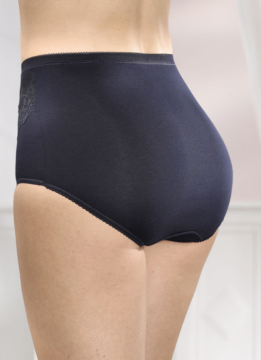 - Dreierpack Slips mit elastischen Spitzenbesätzen, in Größe 038 bis 052, in Farbe MARINE Ansicht 2