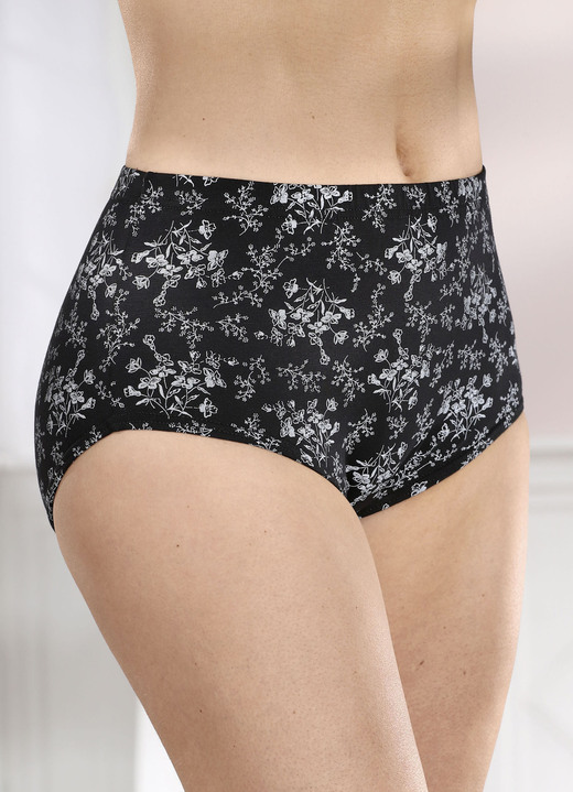 Slips - Viererpack Slips mit Gummizug im Bund, in Größe 038 bis 056, in Farbe SCHWARZ-SILBERGRAU Ansicht 2