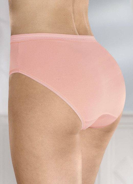 Slips - Fünferpack Slips mit glänzenden Abschlüssen Ansicht 5 Slips - Fünferpack Slips mit glänzenden Abschlüssen, in Größe 036 bis 052, in Farbe 3X SCHWARZ, 2X WEISS Ansicht 5