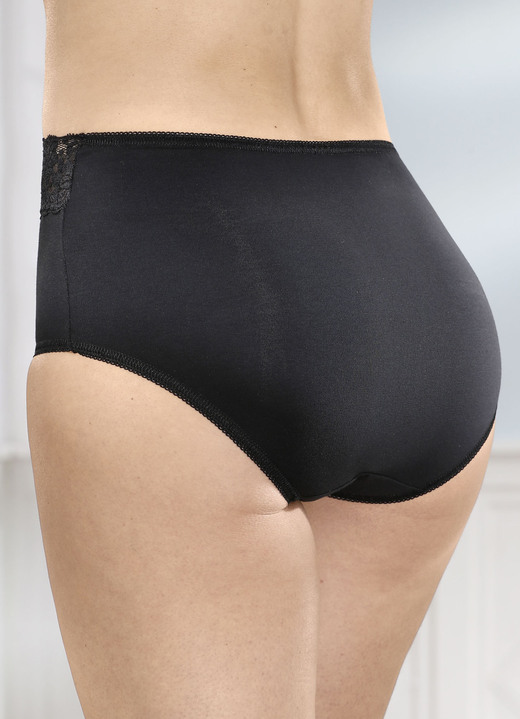- Viererpack Slips mit Elastikspitze, in Größe 038 bis 052, in Farbe SCHWARZ Ansicht 2