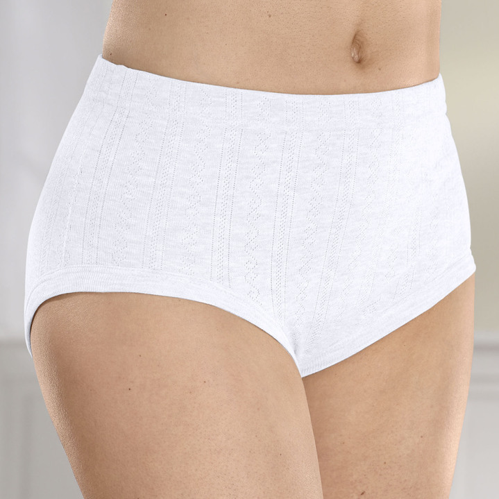 - Fünferpack Slips mit Jacquard-Dessin, in Größe 038 bis 056, in Farbe 3X GRAU MELIERT, 2X WEISS Ansicht 3