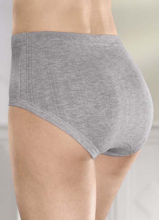 - Fünferpack Slips mit Jacquard-Dessin, in Größe 038 bis 056, in Farbe 3X GRAU MELIERT, 2X WEISS Ansicht 2