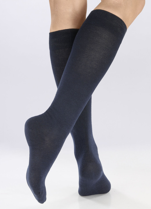 Strümpfe & Strumpfhosen - Dreierpack Kniestrümpfe mit Stützfunktion, in Größe 1 (Schuhgr. 35-38) bis 3 (Schuhgr. 43-46), in Farbe 2X MARINE, 1X SCHWARZ Ansicht 1