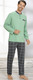 Schlafanzüge - Schlafanzug mit Knopfleiste und offenen Beinabschlüssen – Farbe GRÜN-GRAU – Ansicht 1 Schlafanzüge - Schlafanzug mit Knopfleiste und offenen Beinabschlüssen, in Größe 046 bis 062, in Farbe GRÜN-GRAU – Farbe GRÜN-GRAU – Ansicht 1