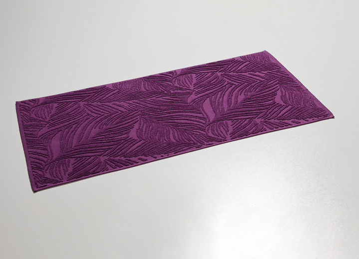 Badgarnituren - Barfußweicher Badteppich mit natürlichem Blätter-Dessin Ansicht 9 Badgarnituren - Barfußweicher Badteppich mit natürlichem Blätter-Dessin, in Farbe MANDARINE, in Ausführung Jacquard-Bordüre Ansicht 9