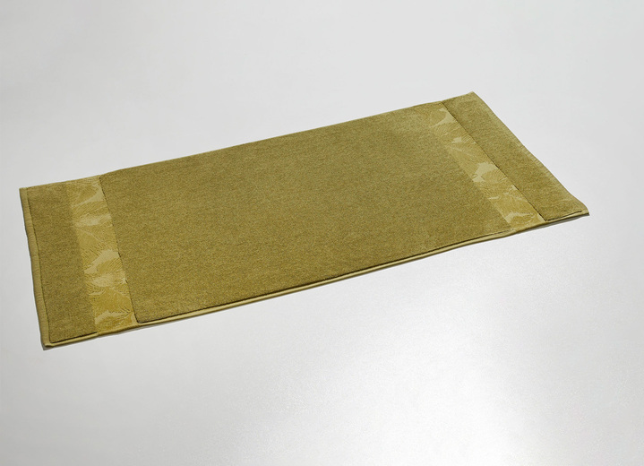 Badgarnituren - Barfußweicher Badteppich mit natürlichem Blätter-Dessin Ansicht 3 Badgarnituren - Barfußweicher Badteppich mit natürlichem Blätter-Dessin, in Farbe MANDARINE, in Ausführung Jacquard-Bordüre Ansicht 3