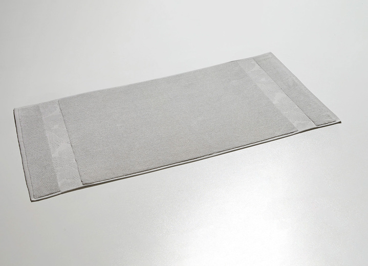 Badgarnituren - Barfußweicher Badteppich mit natürlichem Blätter-Dessin Ansicht 6 Badgarnituren - Barfußweicher Badteppich mit natürlichem Blätter-Dessin, in Farbe MANDARINE, in Ausführung Jacquard-Bordüre Ansicht 6