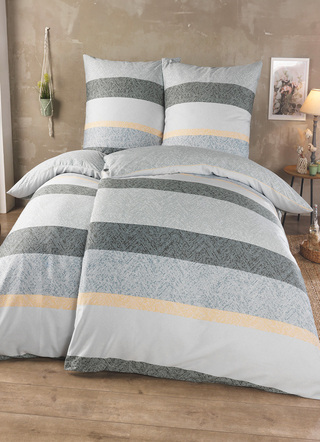 - Wendebettwäsche-Garnitur in harmonischer Farbgebung, in Größe 112 (80/80 cm + 135/200 cm) bis 115 (80/80 cm + 155/220 cm), in Farbe SALBEI