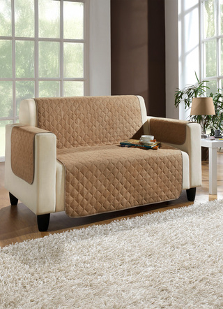 Sessel- & Sofaüberwürfe - Wohnaccessoires mit Anti-Rutsch-Beschichtung, in Größe 101 (Sesselschoner, 50x150 cm) bis 865 (2 Armlehnenschoner, 50x 70 cm), in Farbe SAND – Farbe SAND – Ansicht 