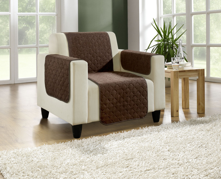 Sessel- & Sofaüberwürfe - Wohnaccessoires mit Anti-Rutsch-Beschichtung, in Größe 101 (Sesselschoner, 50x150 cm) bis 865 (2 Armlehnenschoner, 50x 70 cm), in Farbe BRAUN Ansicht 1