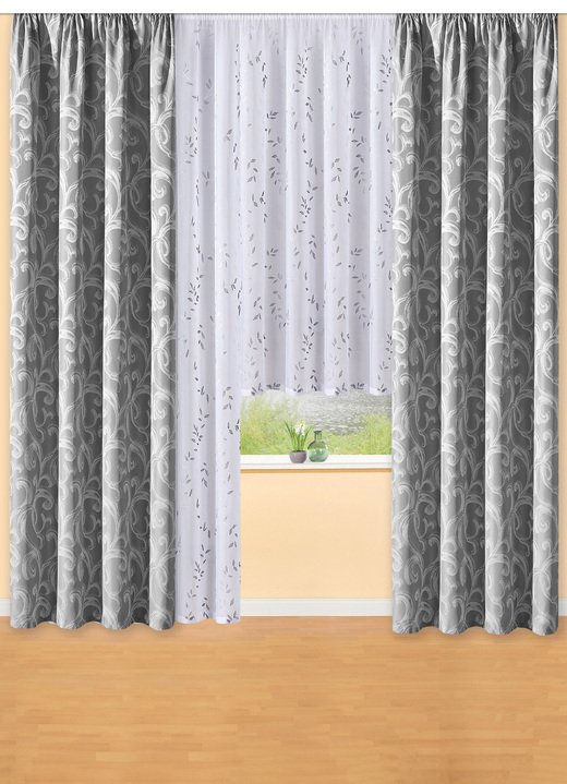 - Store mit Universalschienenband und Belastungsband, in Größe 140 (H125xB300 cm) bis 298 (H245xB600 cm), in Farbe WEISS-SILBER Ansicht 3