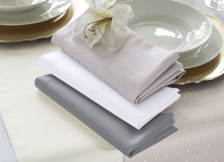 Tischdecken - Hochwertige Damast-Tischdecken vom Curt Bauer, in Größe 102 (Läufer, 50/140 cm) bis 302 (2 Servietten, 50/ 50 cm), in Farbe WEISS Ansicht 2