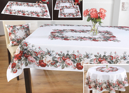 Aussdrucksstarke Tischdecke mit bezauberndem Rosen-Dessin