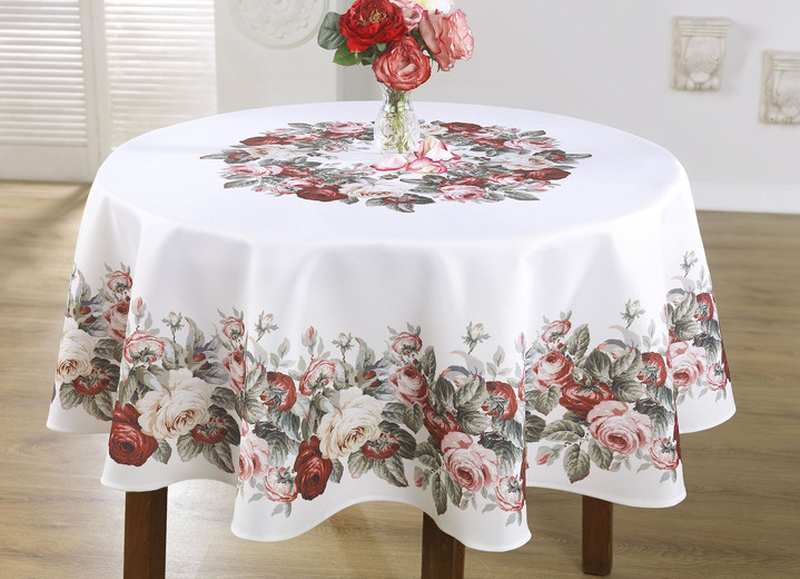 Heimtextilien - Aussdrucksstarke Tischdecke mit bezauberndem Rosen-Dessin, in Größe 130 (2 Deckchen, 35/ 50 cm) bis 404 (Kissenbezug, 40/ 40 cm), in Farbe ECRU-BUNT Ansicht 3
