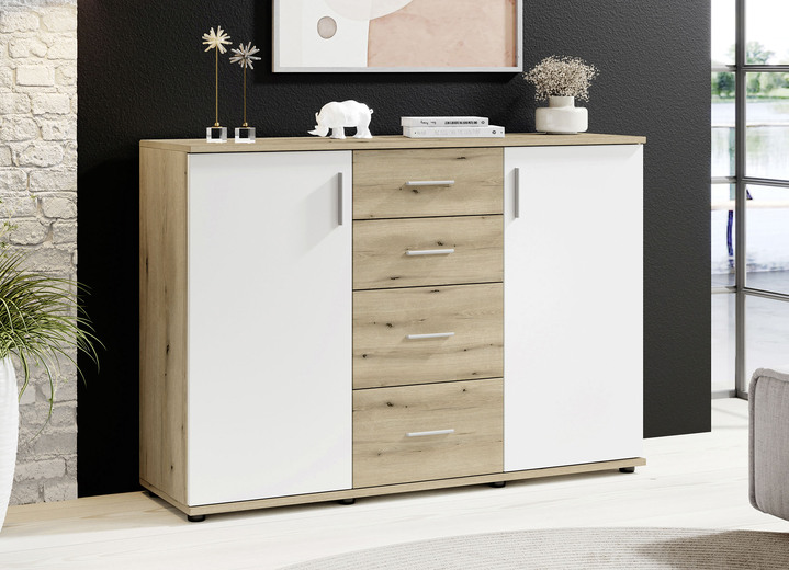 Sideboards - Moderne, kombistarke Sideboards, in Farbe WEISS, in Ausführung 3-türig, mit 2 Schubladen Ansicht 7
