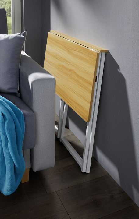 Büromöbel - Schreibtisch mit Gestell aus Metall Ansicht 2 Büromöbel - Schreibtisch mit Gestell aus Metall, in Farbe WEISS-BRAUN Ansicht 2
