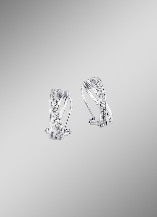 Ohrschmuck - Funkelnde Clipstecker aus Weißgold mit 114 Diamanten Ansicht 1 Ohrschmuck - Funkelnde Clipstecker aus Weißgold mit 114 Diamanten, in Farbe  Ansicht 1
