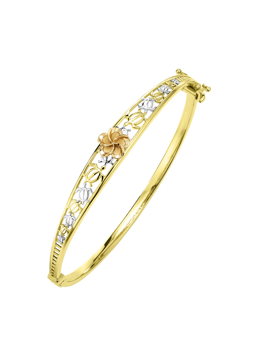 Armbänder - Tricolor Goldarmreif mit Blumendesign Ansicht 2 Armbänder - Tricolor Goldarmreif mit Blumendesign, in Farbe  Ansicht 2