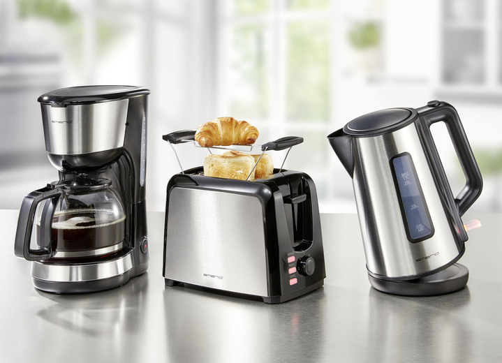 Küchengeräte-Serien - Emerio Frühstücksserie mit Applikationen aus Edelstahl, in Farbe SILBER-SCHWARZ, in Ausführung Toaster Ansicht 1