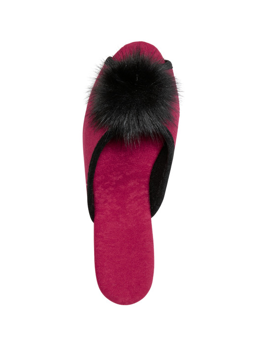 Hausschuhe - ELENA EDEN, schicke Damen-Pantoletten, Weite G, mit Kunstfellpompon Ansicht 2 Hausschuhe - ELENA EDEN, schicke Damen-Pantoletten, Weite G, mit Kunstfellpompon, in Größe 036 bis 042, in Farbe ROT Ansicht 2