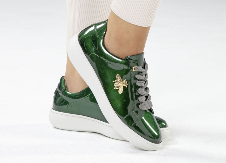 Slipper & Schnürschuhe - ELENA EDEN Sneaker aus Lackleder mit edlem Metallschmuck Ansicht 8 Slipper & Schnürschuhe - ELENA EDEN Sneaker aus Lackleder mit edlem Metallschmuck, in Größe 036 bis 042, in Farbe WEISS Ansicht 8