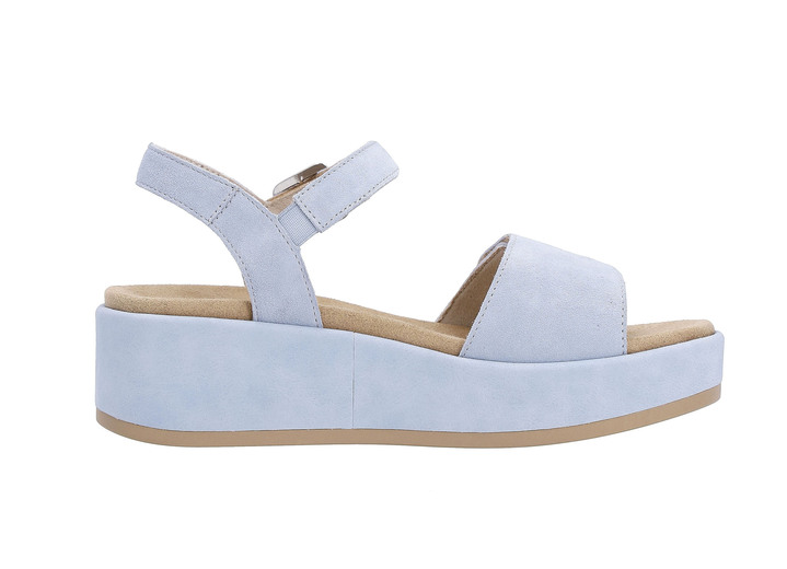 Sandaletten & Pantoletten - Sandale aus Samtveloursleder, in Größe 036 bis 042, in Farbe HELLBLAU Ansicht 4