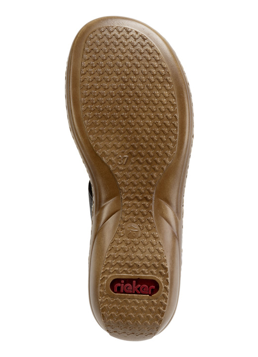 - Rieker Pantolette mit dezenter Prägung und Metallschmuck Ansicht 3 - Rieker Pantolette mit dezenter Prägung und Metallschmuck, in Größe 036 bis 042, in Farbe SCHWARZ Ansicht 3