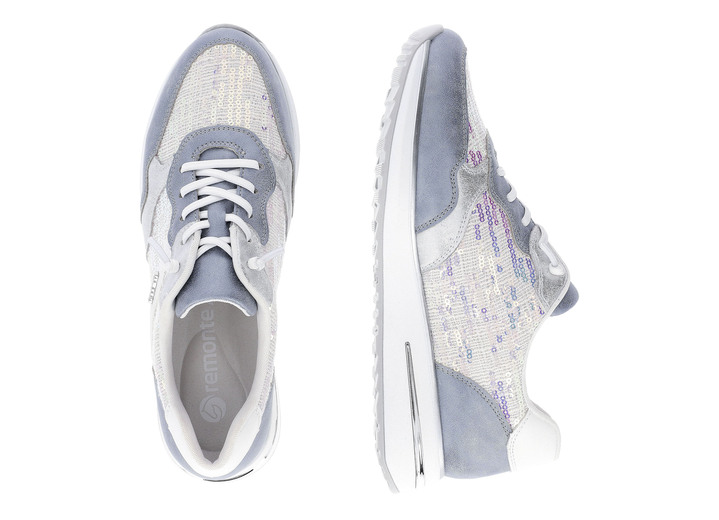 Slipper & Schnürschuhe - Sneaker mit schimmernden Pailletten, in Größe 036 bis 042, in Farbe BLEU-WEISS Ansicht 7