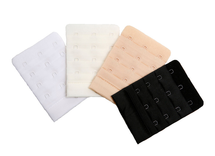 Sport-BH - Miss Perfect  Wow 2 Go Viererpack BH-Verlängerungen, in Farbe 1X WEISS, 1X SEKT, 1X PUDER, 1X SCHWARZ, in Ausführung 3 Haken (5,7 cm breit) Ansicht 1