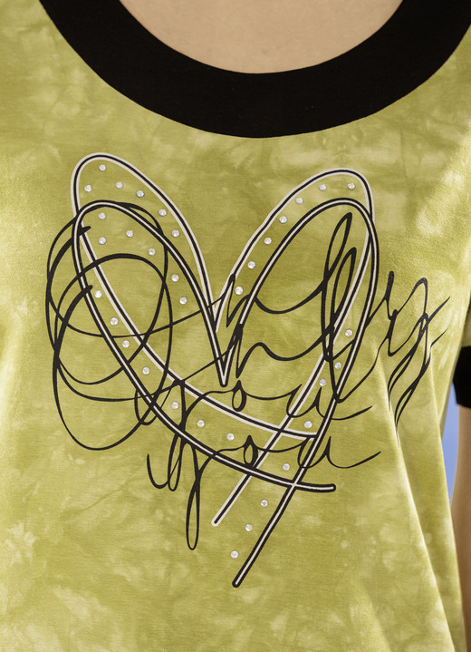 Kurzarm - Longshirt in toller Batik-Optik, in Größe 036 bis 048, in Farbe KIWI-BATIK Ansicht 2