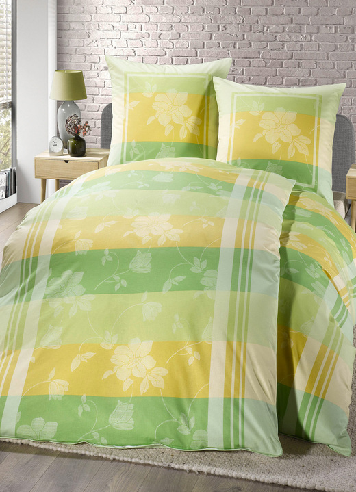 Bettwäschegarnituren - Bettwäsche-Garnitur Ansicht 2 Bettwäschegarnituren - Bettwäsche-Garnitur, in Größe 111 (40/80 cm + 135/200 cm) bis 115 (80/80 cm + 155/220 cm), in Farbe GRÜN Ansicht 2