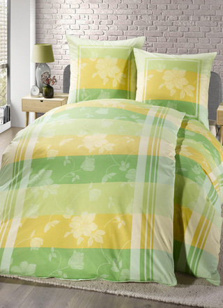 Bettwäschegarnituren - Bettwäsche-Garnitur – Farbe GRÜN Bettwäschegarnituren - Bettwäsche-Garnitur, in Größe 111 (40/80 cm + 135/200 cm) bis 115 (80/80 cm + 155/220 cm), in Farbe GRÜN