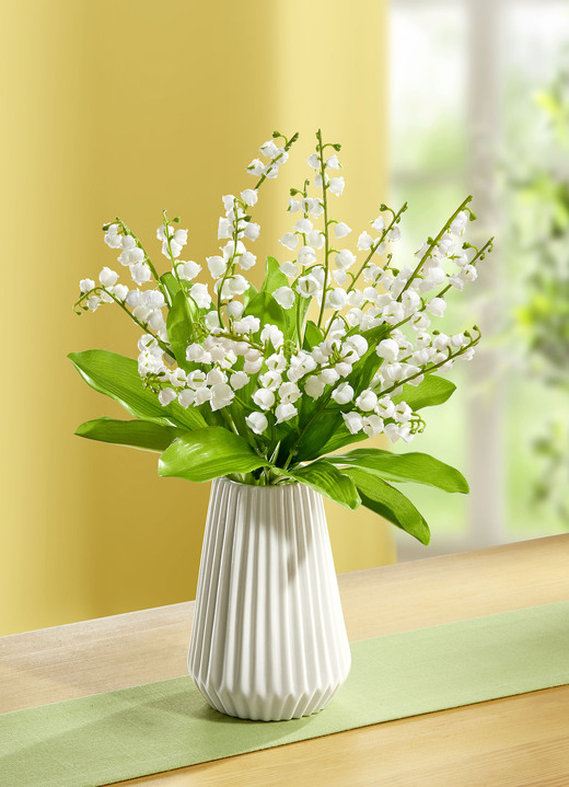 Ostern - Maiglöckchen in Keramikvase, in Farbe WEISS