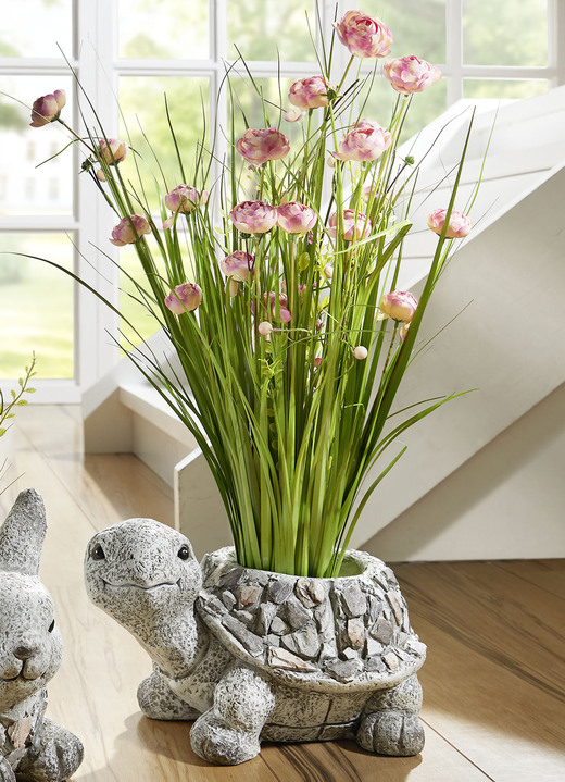 Kunst- & Textilpflanzen - Grasbund in Topf aus Magnesia, in Farbe ROSA-GRÜN, in Ausführung Grasbund, groß Ansicht 1
