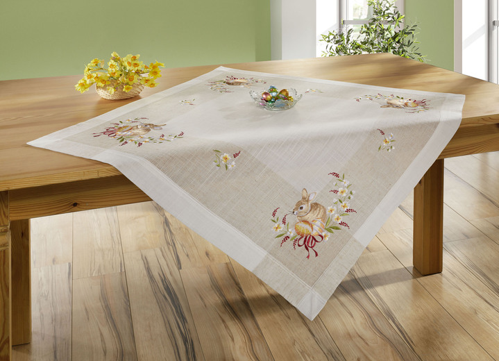 Heimtextilien - Tisch- und Raumdekoration in Leinenoptik, in Größe 101 (Deckchen, 35/ 50 cm) bis 404 (Kissenbezug, 40/ 40 cm), in Farbe SEKT-BUNT Ansicht 2