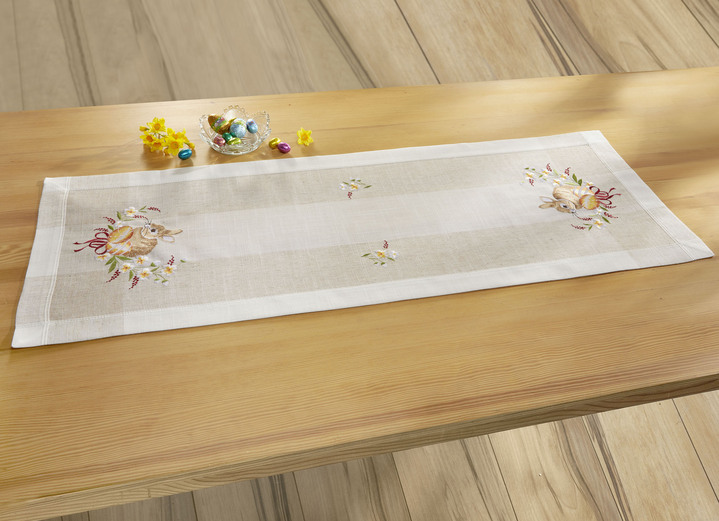 Heimtextilien - Tisch- und Raumdekoration in Leinenoptik, in Größe 101 (Deckchen, 35/ 50 cm) bis 404 (Kissenbezug, 40/ 40 cm), in Farbe SEKT-BUNT Ansicht 3