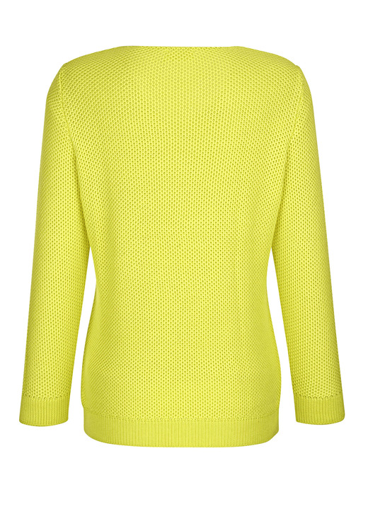 Langarm - Pullover in dekorativer Struktur, in Größe 038 bis 052, in Farbe GELB Ansicht 4