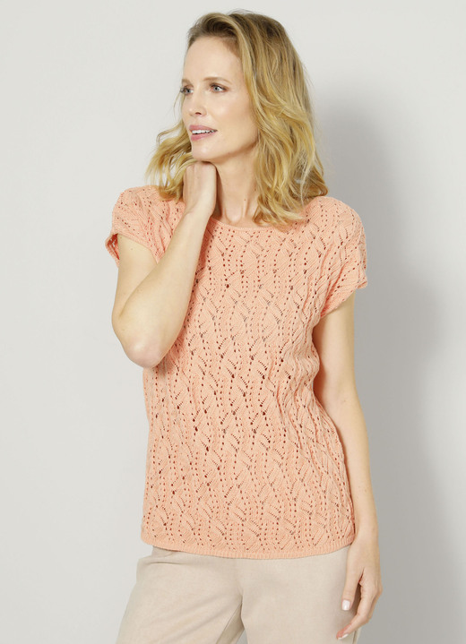 - Pulli in dekorativem Mustermix, in Größe 038 bis 052, in Farbe PFIRSICH Ansicht 1