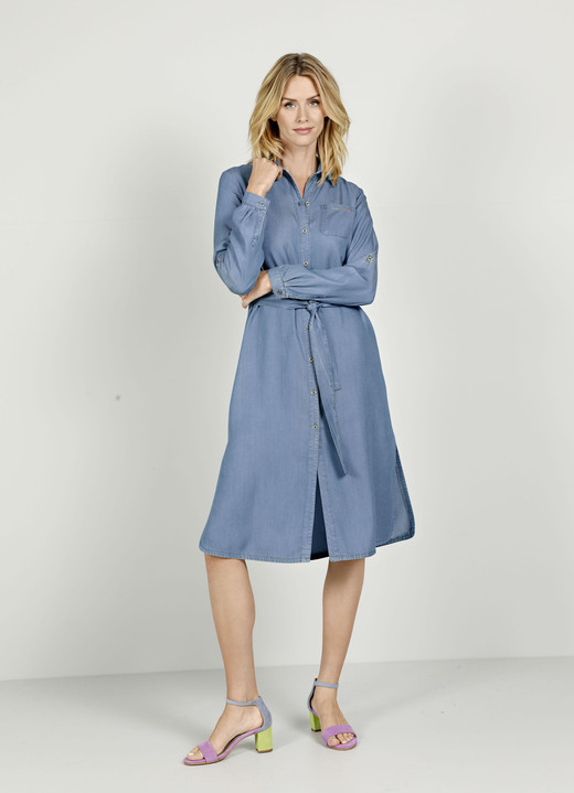 Langarm - Kleid mit hohem Tragekomfort, in Größe 020 bis 052, in Farbe HELLBLAU Ansicht 2