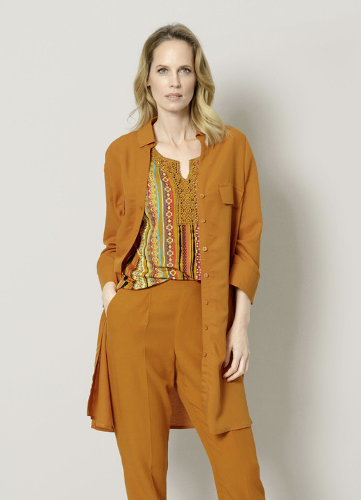 3/4-Arm - Longbluse mit komfortablen Seitenschlitzen, in Größe 038 bis 048, in Farbe ORANGE Ansicht 3
