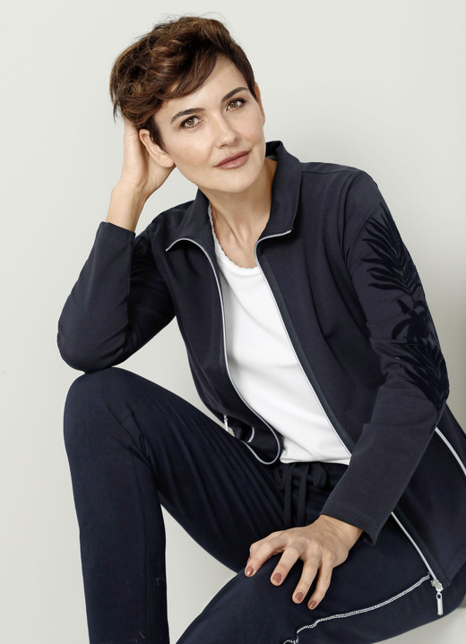 - Sweatjacke mit floralem Druck, in Größe 038 bis 052, in Farbe MARINE Ansicht 5