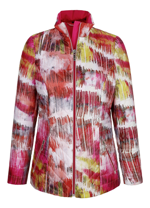 - Steppjacke im mehrfarbigen Grafikdruck, in Größe 038 bis 052, in Farbe PINK-WEISS-LIMETTE Ansicht 3