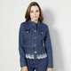 Kurz - Jeansblazer mit dekorativer Spitzenoptik – Farbe BLAU-WEISS – Ansicht 2 Kurz - Jeansblazer mit dekorativer Spitzenoptik, in Größe 038 bis 048, in Farbe BLAU-WEISS – Farbe BLAU-WEISS – Ansicht 2