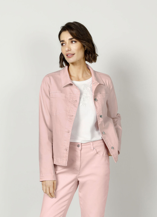 Kurz - Jeansjacke mit stiltypischen Nähten, in Größe 038 bis 052, in Farbe APRICOT Ansicht 3