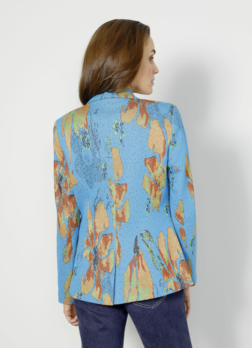 - Blazer im hochwertigen Jacquardstrick, in Größe 038 bis 048, in Farbe TÜRKIS-GOLD Ansicht 4