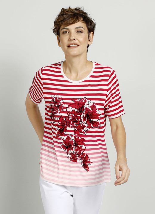 Shirts - Shirt mit platziertem Druckmotiv, in Größe 038 bis 052, in Farbe ROT-SCHWARZ-WEISS Ansicht 1