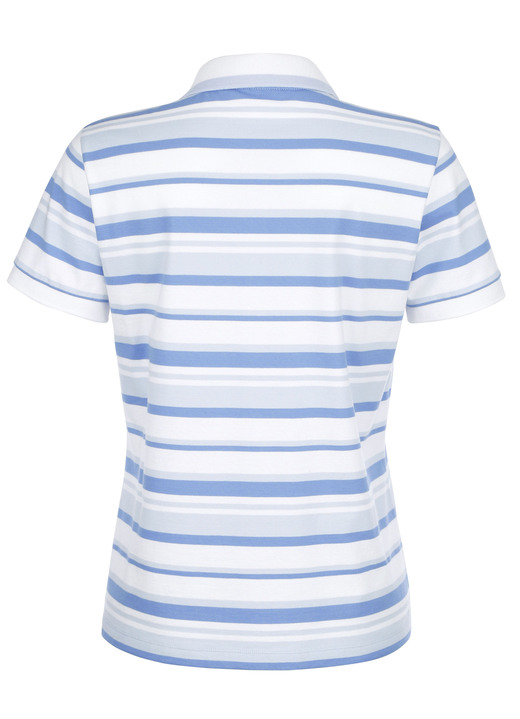 - Poloshirt mit Kontrast-Rippenbündchen, in Größe 042 bis 044, in Farbe HELLBLAU-BLAU-WEISS Ansicht 5