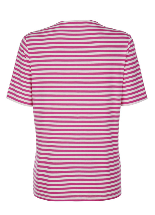 SALE - Shirtjacke mit garngefärbtem Ringeldessin, in Größe 038 bis 052, in Farbe FUCHSIA-WEISS Ansicht 6