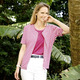 SALE - Shirtjacke mit garngefärbtem Ringeldessin, in Größe 038 bis 052, in Farbe FUCHSIA-WEISS – Farbe FUCHSIA-WEISS – Ansicht 1