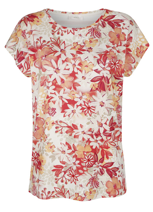 Kurzarm - Shirt mit farbenfrohem Mustermix, in Größe 038 bis 052, in Farbe ROT-ECRU Ansicht 4